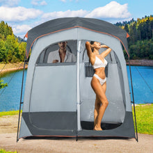 Load image into Gallery viewer, Tente Cabine de Douche Portable 2 Personnes en 2 Parties avec Bâche de Pluie Amovible Corde à Linge Crochet 210x107x210 cm Gris -