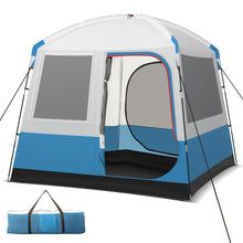 Load image into Gallery viewer, Tente de Camping pour 5 Personnes Tente Dôme Étanche avec Porte et Fenêtres en Maille Sac de Transport 248x248x230cm Bleu + Blanc -