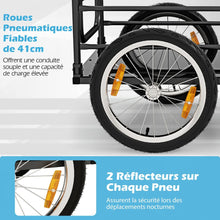 Load image into Gallery viewer, Remorque de Vélo avec Cadre Pliable Charge 55 kg Chariot pour Vélo avec Housse en Tissu Oxford Roues à Air de 40 cm Réflecteurs Bleu -