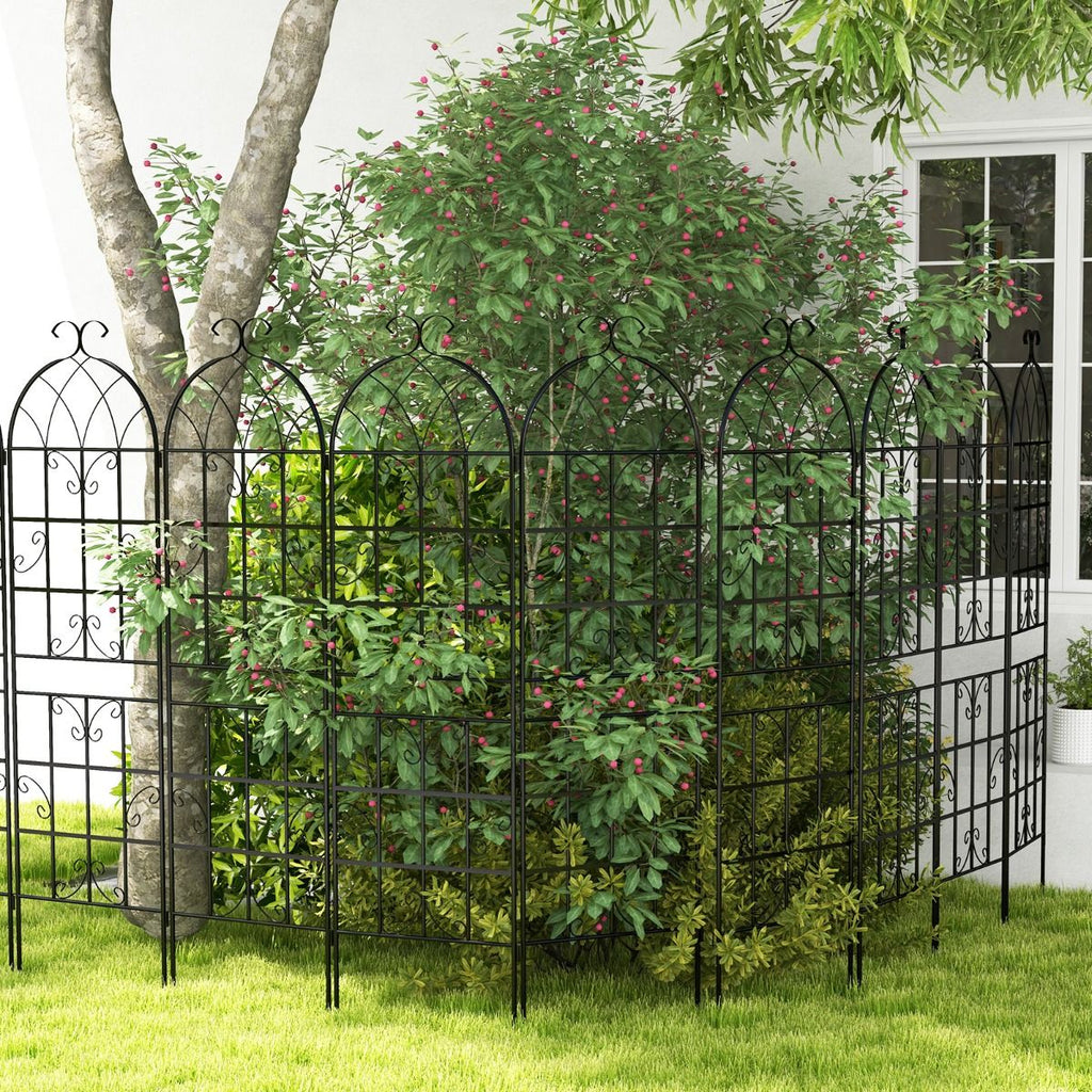Lot de 4 Treillis de Jardin en Métal 180 x 50 cm Clôture Décorative pour Plante Grimpante Grille Fleurs Antirouille pour Jardin Cour Patio Noir -