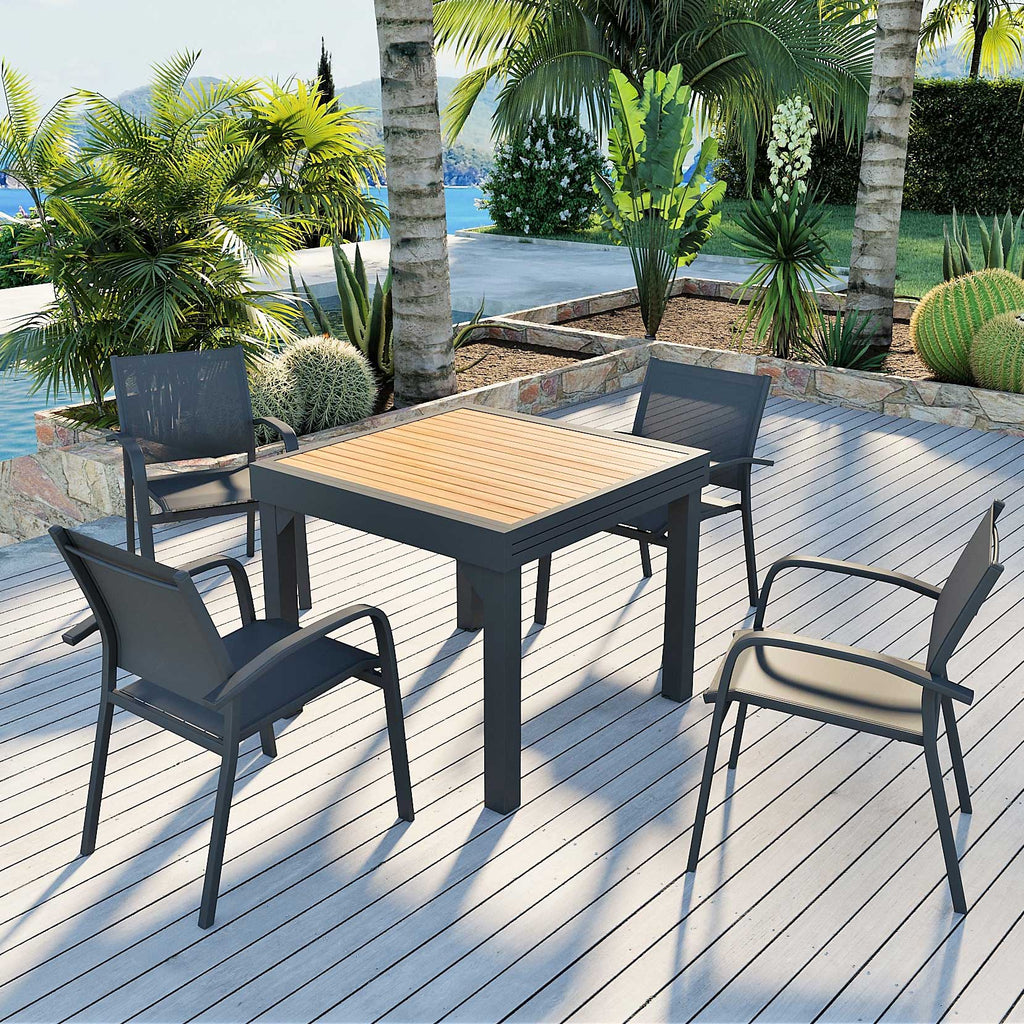 Table de jardin extensible en aluminium 8 places effet bois (90/180 x 90 cm) Murano Gris anthracite - Action-sport36 -