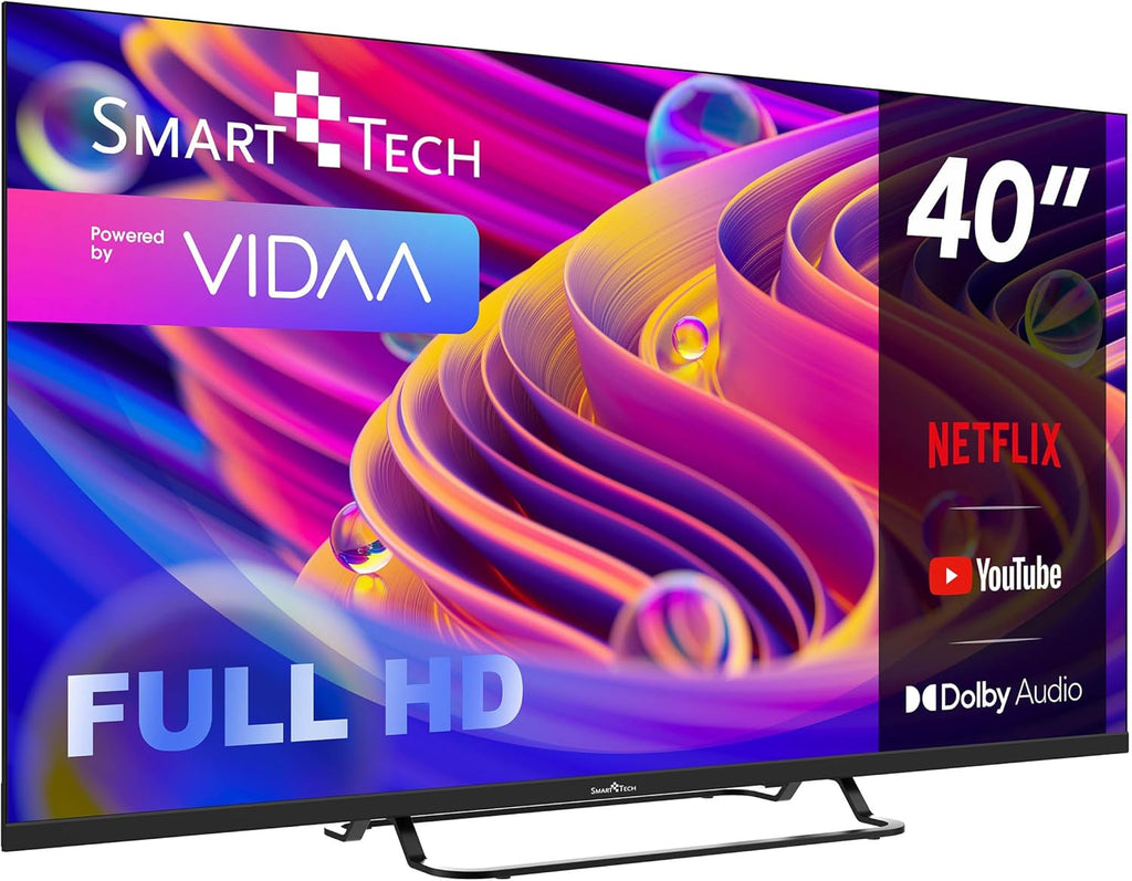 Smart Tech TV LED FHD 40' (101 cm) 40FV02V Smart TV VIDAA - Molotov Netflix Prime Video + Youtube Plex 3xHDMI - 2xUSB - Mode Hotel-2024