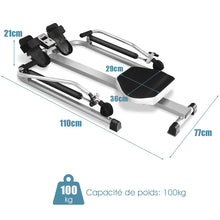 Load image into Gallery viewer, Rameur de Fitness Rsistance Hydraulique Rglable 50kg Affichage LCD Pdale Antidrapante Charge de 100 kg Argent -
