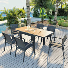 Load image into Gallery viewer, Table de jardin extensible en aluminium 8 places effet bois (90/180 x 90 cm) Murano Gris anthracite - Action-sport36 -