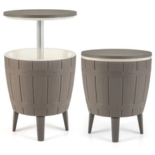 Load image into Gallery viewer, Table Glacire 37L pour Jardin 3 en 1 avec Plateau Tlescopique Seau  Glace d'Extrieur pour Cocktails Bire 脴48x58/83cm Marron+Blanc -