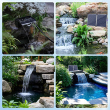 Load image into Gallery viewer, Kit complet de cascade solaire Biling pour bassin de jardin,cascade en acier inoxydable de 20 cm avec pompe de 2100 l/h pour mur d'eau de terrasse de jardin