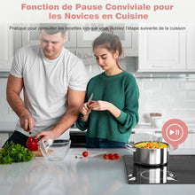 Load image into Gallery viewer, Plaque Induction 4 Feux Encastrable 6400W, Plaque de Cuisson Induction Zone Flexible, Plaque Electrique 60cm, Fonction Pause, 9 Niveaux, Controle tactile, Minuterie, Serrure pour Enfants