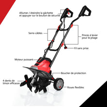 Load image into Gallery viewer, Motobineuse Motoculteur Électrique 1200W Profondeur Travail 22CM Largeur 35CM avec Poignée Pliable Roues Réglables 4 Lames -