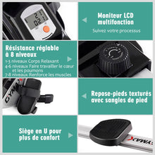 Load image into Gallery viewer, Rameur Magnétique Pliable 8 Niveaux de Résistance Écran LCD Numérique Poids Supporté de 100 KG pour Maison et Bureau -