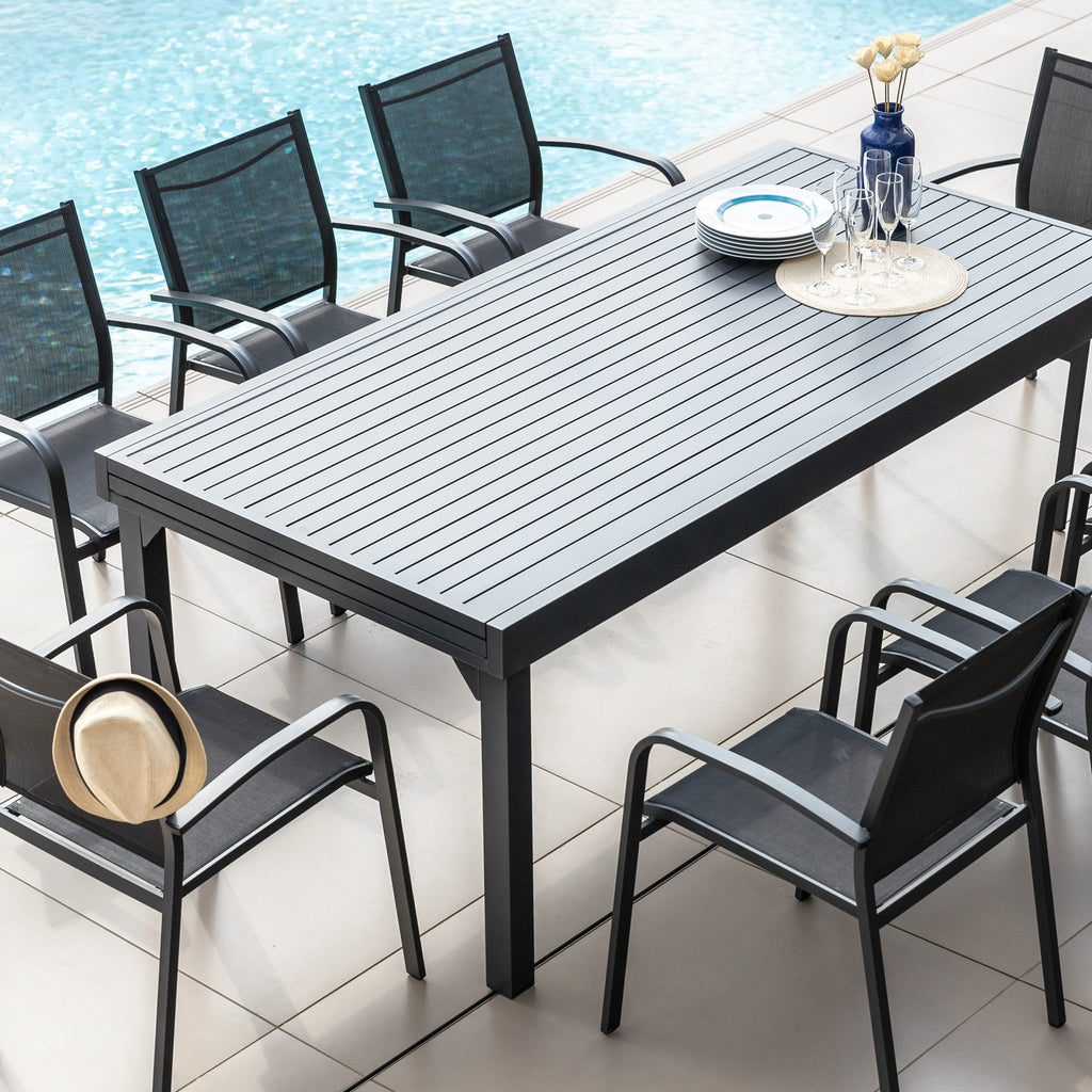 Table de jardin extensible aluminium 12 places (200/320 x 100 cm) Murano Gris anthracite - Action-sport36 -