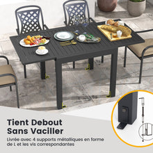 Load image into Gallery viewer, Table de Jardin Extensible en Aluminium Ajustable de 80 à 160 CM Table à Manger Extérieure Plateau à Lattes pour 4-6 Personnes Gris Foncé -