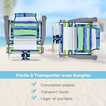 Load image into Gallery viewer, Lot de 2 Chaises de Camping Plage Pliante Table Enroulable en Aluminium Appui-tête Dossier Réglable à 5 Positions 6 Couleurs au Choix -
