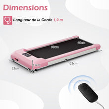 Load image into Gallery viewer, Tapis de Course Mince Tapis de Jogging avec Capacit de 120 Kg Tlcommande et cran Led Inclinable  Roulettes Tapis de Course  Glisser Gris/Noir/Rose -