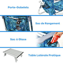 Load image into Gallery viewer, Lot de 2 Chaises de Camping Plage Pliante Table Enroulable en Aluminium Appui-tête Dossier Réglable à 5 Positions 6 Couleurs au Choix -