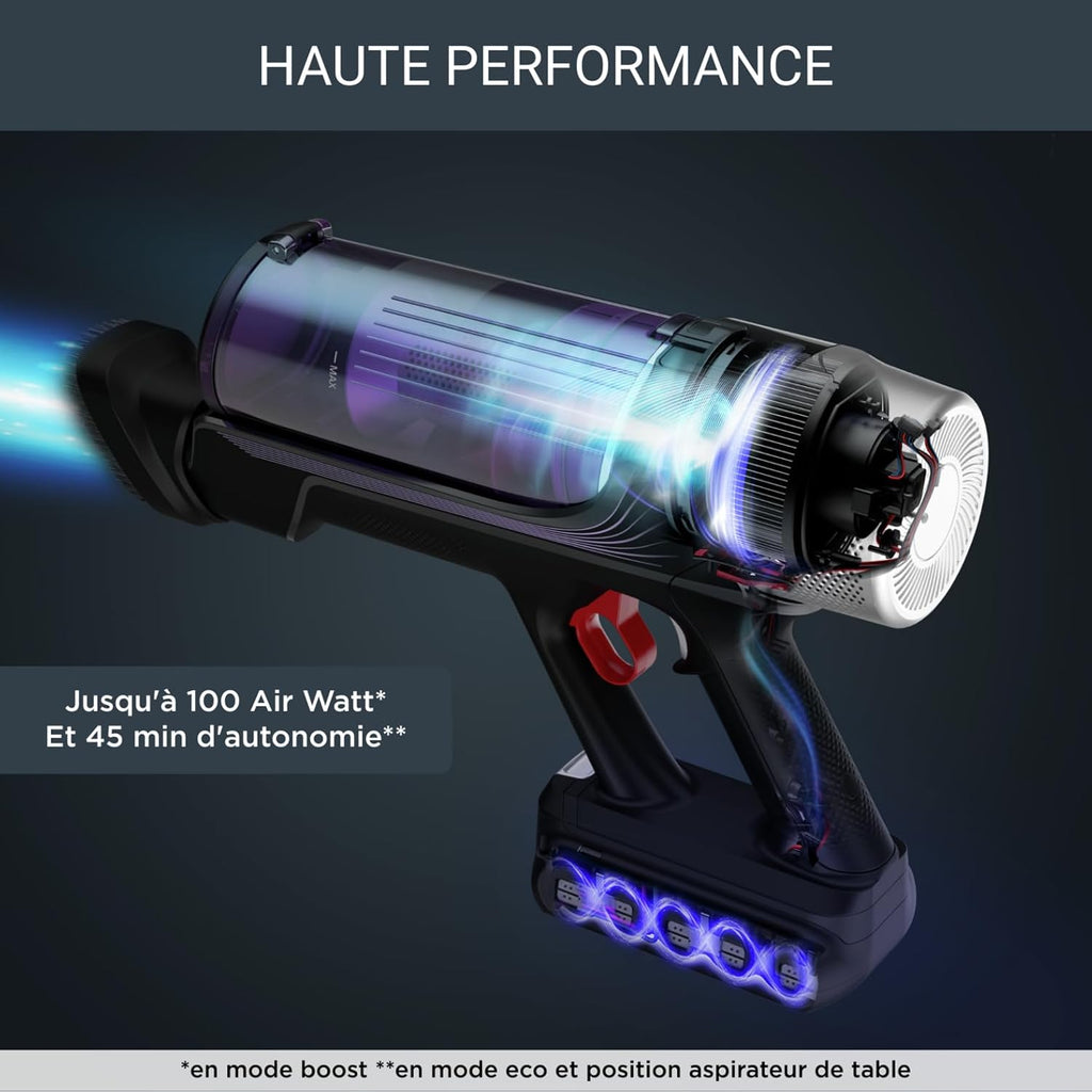 Rowenta X-Force Flex 9.60 Allergie Aspirateur balai sans fil,Filtration Anti-Allergnes,Puissant 100AW,Ultra Lger,Autonomie 45min RH2038WO,Noir / Violet