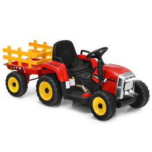 Load image into Gallery viewer, Tracteur Electrique avec Remorque pour Enfants 3 Vitesses Lumières LED Fonctions o USB et Bluetooth Jaune/Rose/Rouge/Vert/Vert Foncé/Noir -
