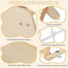 Load image into Gallery viewer, Triangle d'Escalade 6 en 1 en Bois avec Toboggan et Filet Barre pour Grimper Ramper et Glisser 1 An+ Coloré/Naturel -