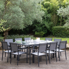 Load image into Gallery viewer, Salon de jardin extensible 10 places de 140/200cm en textilène gris - aluminium anthracite VENEZIA -