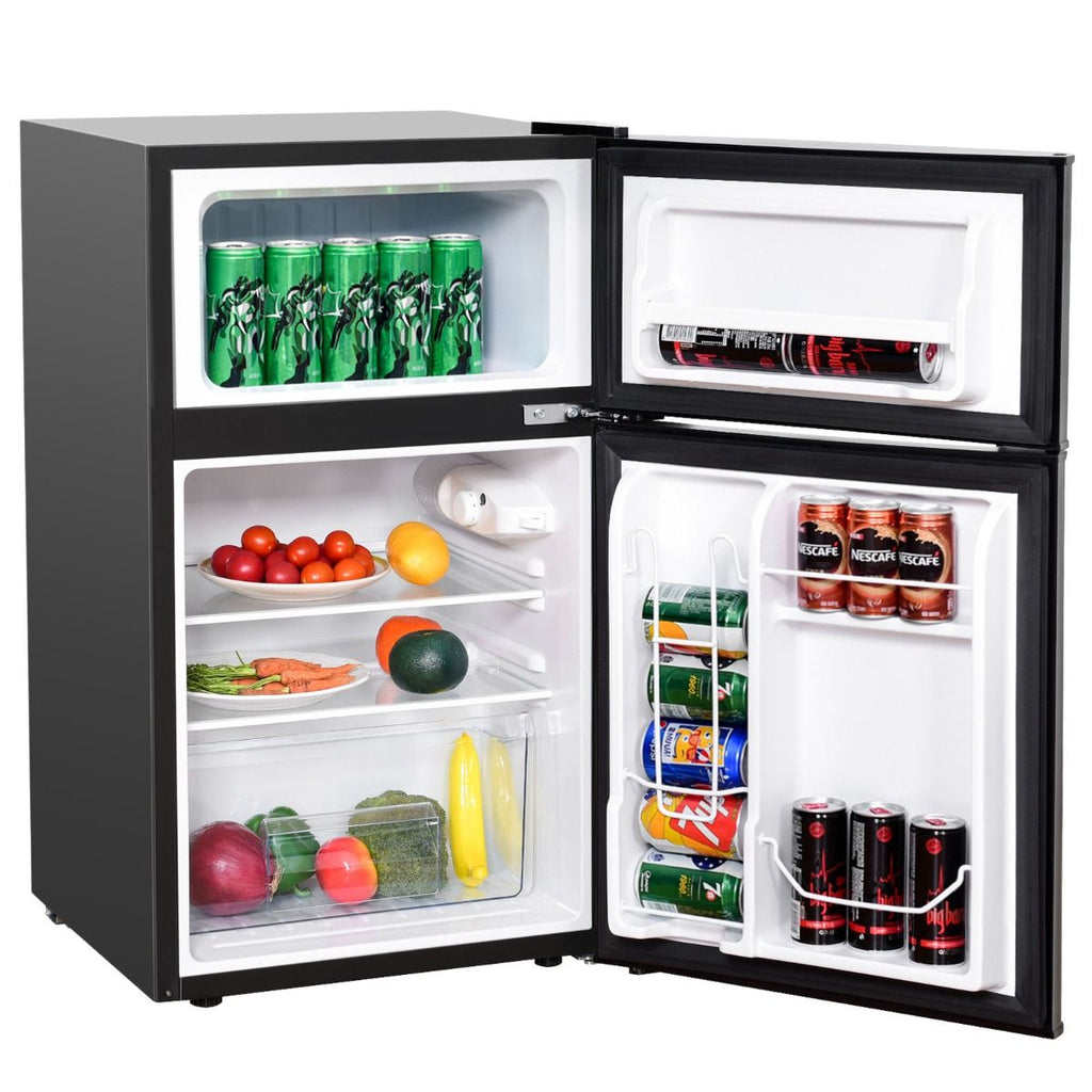 Rfrigrateur Compact Mini-rfrigrateur 90 L Conglateur Spar avec Design  2 Portes Fonctionnement Silencieux Blanc/Gris/Noir -