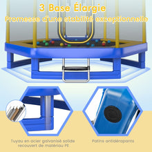 Load image into Gallery viewer, Trampoline Extérieur Ø 223cm avec Toboggan&amp;Echelle avec Filet de Sécurité 2 Portes en U Charge 270kg pour 2-3 Enfants de 3 Ans+ Bleu/Vert -