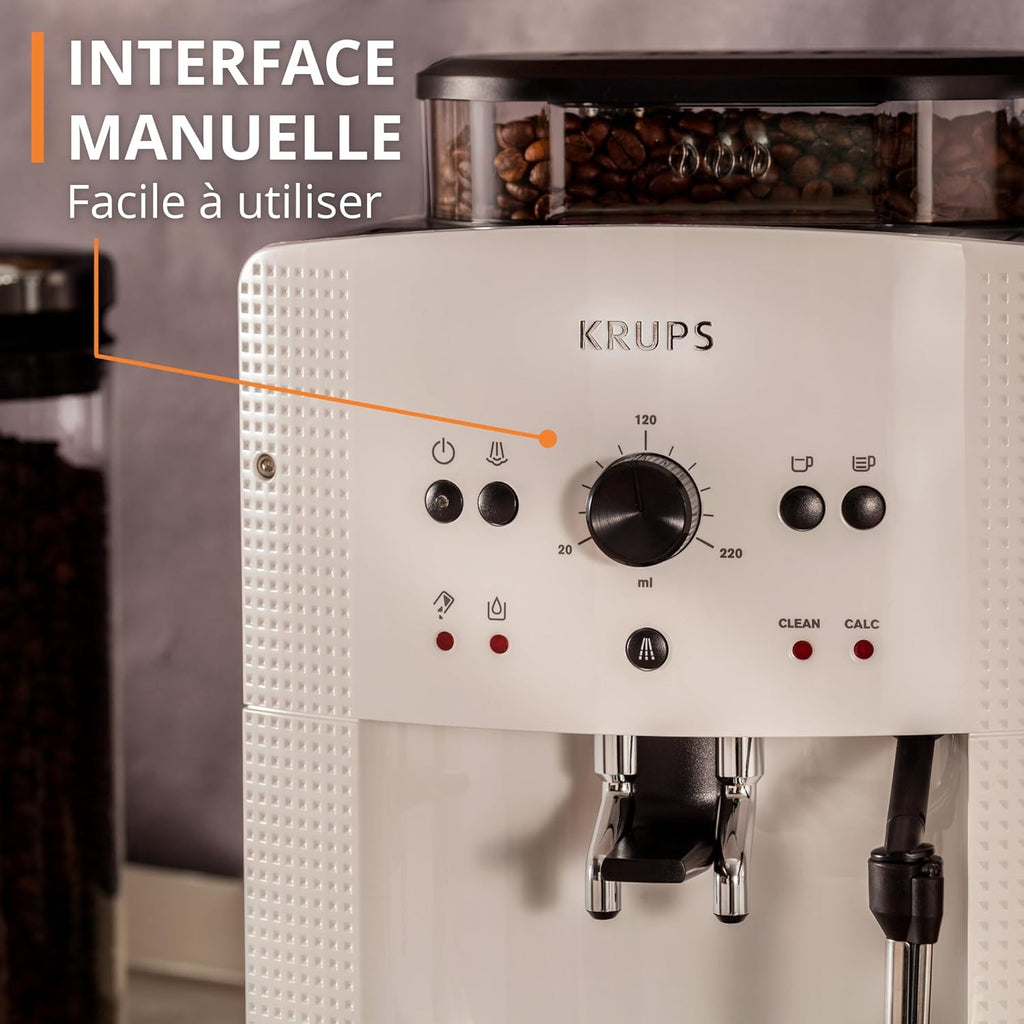 Machine à café grain,1,7 L,2 tasses en simultané,Nettoyage automatique,Buse vapeur pour Cappuccino,Cafetière espresso,Essential noire YY8125FD,Noir -