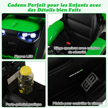 Load image into Gallery viewer, Tracteur Electrique 12 V pour Enfants 3-5 km/h Tlcommande MP3 USB Vert/Jaune -