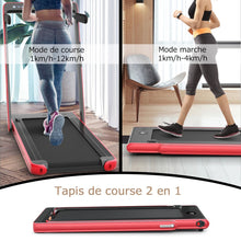 Load image into Gallery viewer, Tapis de Course Pliable 0,75HP Double Affichage LED APP et Tlcommande Vitesse Motoris 12 km/h Surface 40x100cm Rouge -