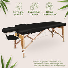Load image into Gallery viewer, MASSUNDA All INKL Chaise de Massage Pliante et réglable en Hauteur – Table de Massage Mobile en Bois Massif avec Housse en éponge, accoudoirs et dossiers, appuie-tête Ergonomique (Noir)