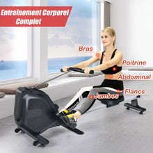 Load image into Gallery viewer, Rameur Magnétique Résistanceà 8 Niveaux Pliable 2 Roues Flexibles Rail Coulissant en Aluminium Ecran LCD Support d'Appareil -