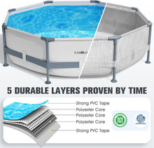 Load image into Gallery viewer, Piscine Tubulaire Ronde 300 x 300 x 76cm,Piscine Hors Sol Ronde avec Matériau Anti-Crevaison,Grande Piscines Steel Frame Adulte Vidange Rapide,Piscines Tubulaire Jardin pour Toute la Famille