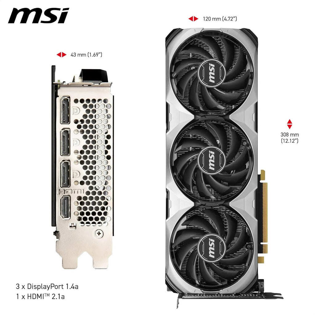 MSI GeForce RTX 4060 Ti Ventus 3X E 8G OC Carte Graphique - 8 Go GDDR6 (18 GB/s 128-bit) PCIe 4.0-3 x Ventilateurs TORX 4.0 - HDMI 2.1a DisplayPort 1.4a