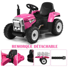 Load image into Gallery viewer, Tracteur Electrique avec Remorque pour Enfants 3 Vitesses Lumières LED Fonctions o USB et Bluetooth Jaune/Rose/Rouge/Vert/Vert Foncé/Noir -