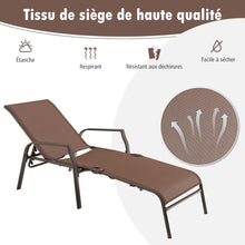 Load image into Gallery viewer, Lot de 2 Chaises longues avec Dossier Rglable Tissu Respirant Structure Robuste en Acier Charge Max 150KG -