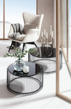Load image into Gallery viewer, Kare Design Tables Basses Wire, Lot de 2, Noir, Rond, Acier, Plateau de Table en Verre, Diamètre 70/60cm, Style Moderne, Élégante, Table Basse Salon, Deco Intérieur, Décoration Chambre