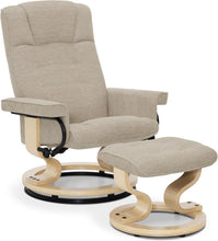 Load image into Gallery viewer, M MCombo Fauteuil Relax avec Pouf, Fauteuil TV pivotant à 360° avec Fonction Chaise Longue, Fauteuil TV supportant jusqu'à 120 Kg, Fauteuil de Repos pour Le Salon, 9019 (Tissu, Beige)