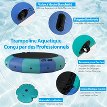 Load image into Gallery viewer, Trampoline Aquatique Gonflable Dia.457cm Capacité de 150kg avec Kit de Réparation Echelle et Gonfleur Electrique 500w Bleu -