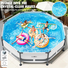 Load image into Gallery viewer, Piscine Tubulaire Ronde 300 x 300 x 76cm,Piscine Hors Sol Ronde avec Matériau Anti-Crevaison,Grande Piscines Steel Frame Adulte Vidange Rapide,Piscines Tubulaire Jardin pour Toute la Famille