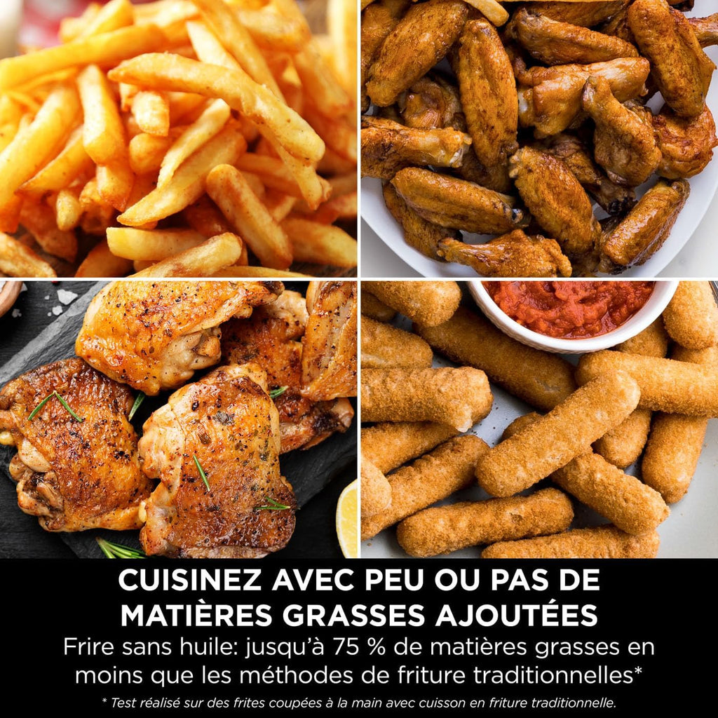 Foodi FlexDrawer Air Fryer,Dual Zone Avec Sparateur Amovible,Grand Tiroir de 10,4 L,7-en-1,Double Zone,Sans Huile,Pices Antiadhsives Compatibles Au Lave-Vaisselle,Noir AF500EU