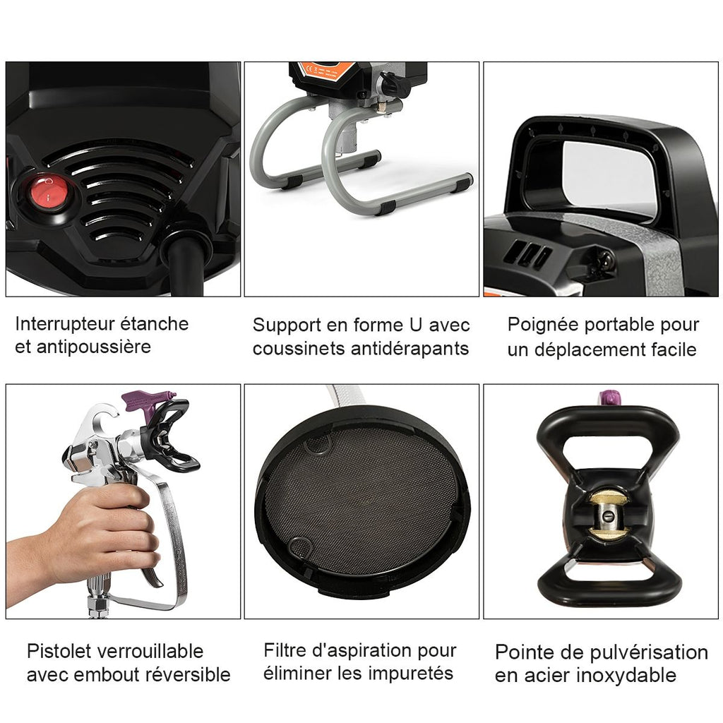 Systeme de Pulverisation de Peinture  Haute Pression 3000PSI Fonctionnement en Courant fort 1,5 L/min -