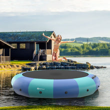 Load image into Gallery viewer, Trampoline Aquatique Gonflable Dia.457cm Capacit de 150kg avec Kit de Rparation Echelle et Gonfleur Electrique 500w Bleu -