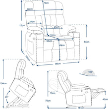 Load image into Gallery viewer, MCombo 7546 Fauteuil de Relaxation électrique avec 3 Moteurs réglables séparément