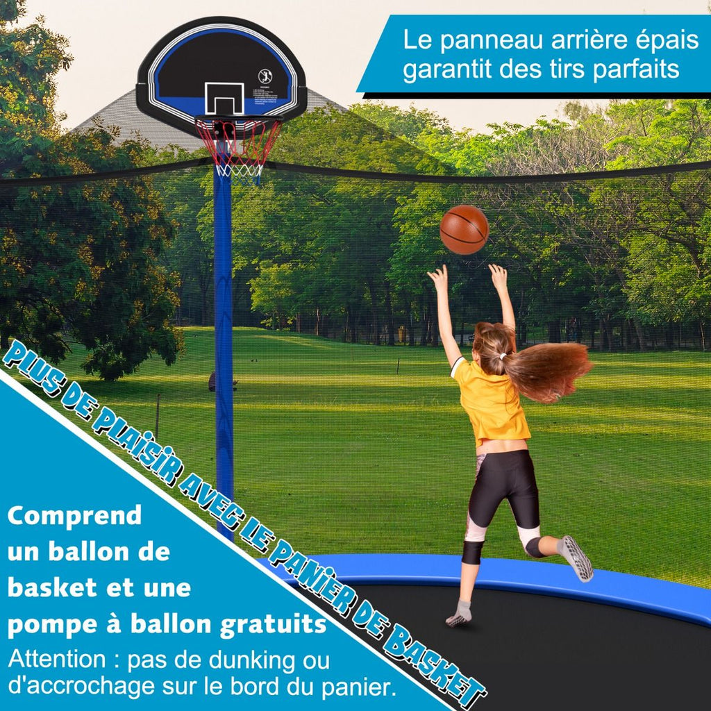 Trampoline d'Extérieur Ø366 cm Trampoline avec Panier de Basket Filet de Protection Trampoline pour Enfants et Adultes -