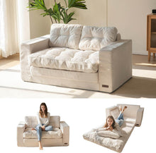Load image into Gallery viewer, MAXYOYO Canapé-lit Convertible, Matelas Pliable Adulte Convertible Canapé-lit avec 2 Oreillers, Lit d'Appoint Surface de Couchage 101x196CM, Canapé pour Salon, Chambre à Coucher