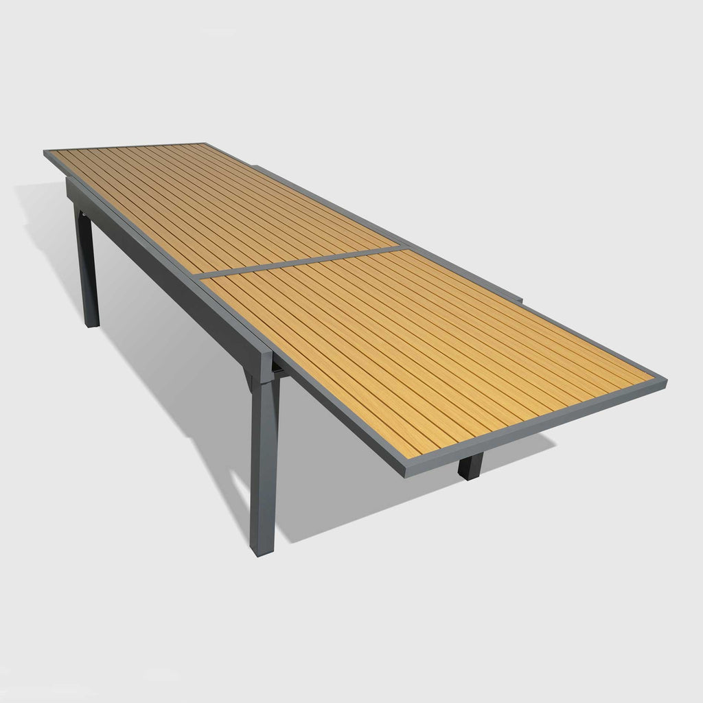 Table de jardin extensible en aluminium 12 places effet bois (200/320 x 100 cm) Murano Gris anthracite - Action-sport36 -