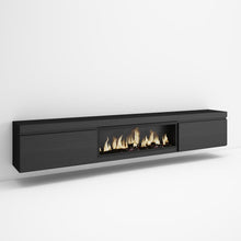Load image into Gallery viewer, Skraut Home | Meuble TV | Banc Télé | Grand Espace de Rangement | 267x45x35 cm | TV Grand Format | Cheminée électrique XXL | Suspendu, Mural | Style Moderne | Noir