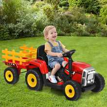 Load image into Gallery viewer, Tracteur Electrique avec Remorque pour Enfants 3 Vitesses Lumières LED Fonctions o USB et Bluetooth Jaune/Rose/Rouge/Vert/Vert Foncé/Noir -
