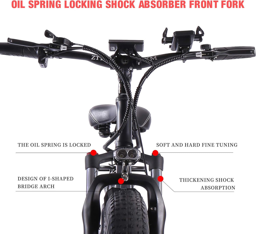ride66 Vélo électrique VTT pour Homme Adulte,26 Pouces 21Ah Batterie au Lithium Shimano 7 Vitesses,Vélo Homme Fat Bike Noir XL -
