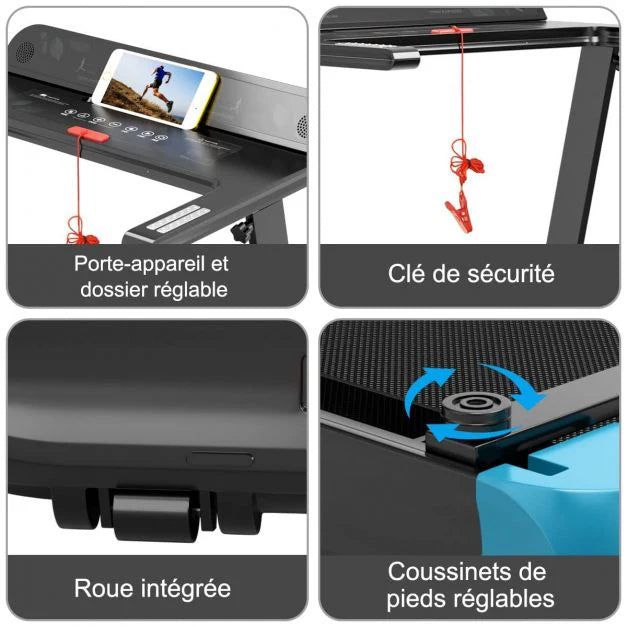 Tapis de course electrique tapis de fitness pliable pour maison avec application de contrle bleu 20_0009499 -