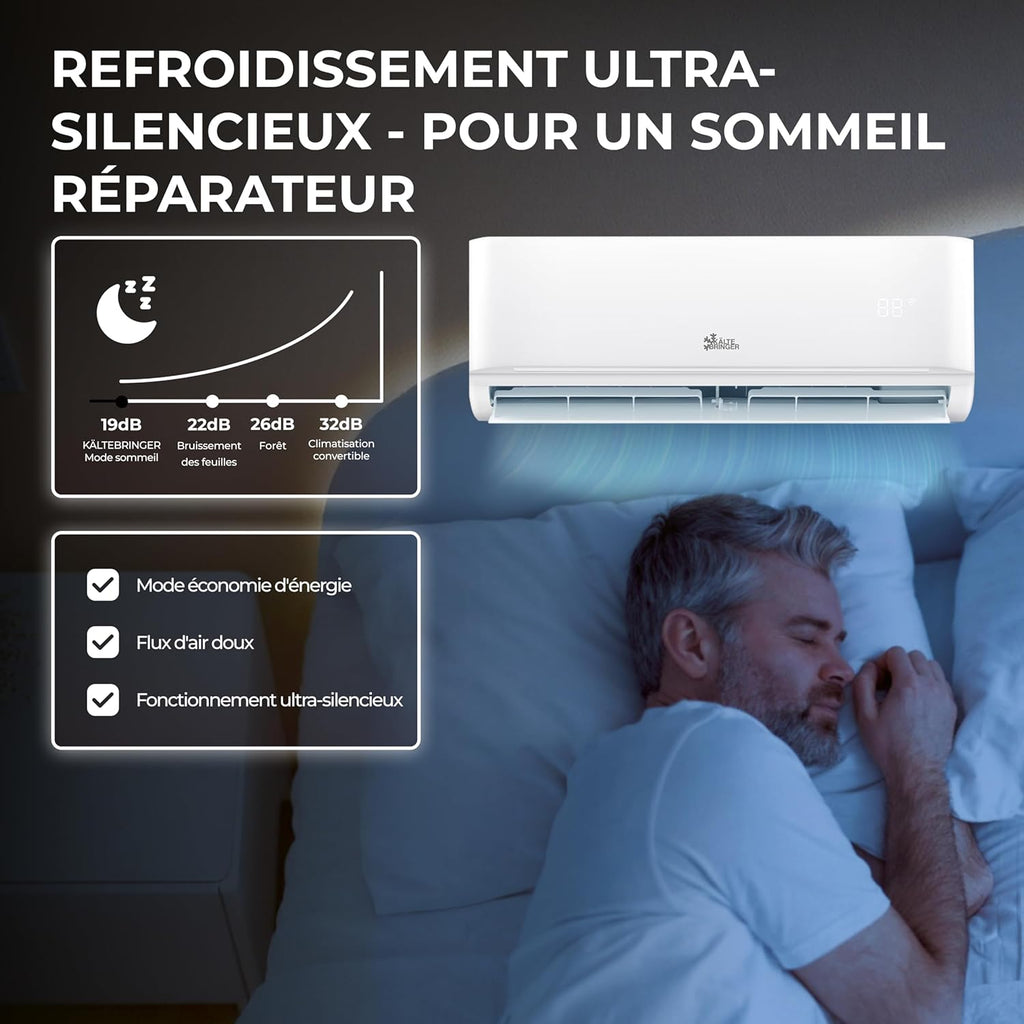 Kältebringer Climatiseur Split - 12000 BTU - 3 5 kW - Avec fonction chauffage WiFi et App - très silencieux & économe en énergie avec support mural - Marque de qualité Allemande