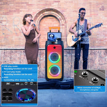 Load image into Gallery viewer, JYX Machine Karaoké pour Adultes, Enceinte Karaoké Bluetooth Portable avec 2 Microphones sans Fil, Party Box Idéale pour Les réunions de Famille/Le Camping en Plein Air